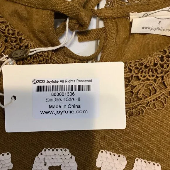 NWT Mia Joy Girl’s Dress Size 8 – XOXO, Puff Sleeve, Crocheted Collar, Holiday - Picture 6 of 9